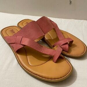 Born Womens Size 10M Thong Leather Sandals Slides Summer Casual Beach